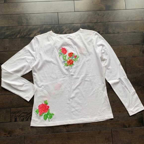 Talbots Floral Embroidered Tee - Picture 2 of 3